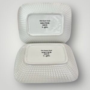 United Airlines UA White Rectangular Deep Dish Galileo Watermark Set of 2 New